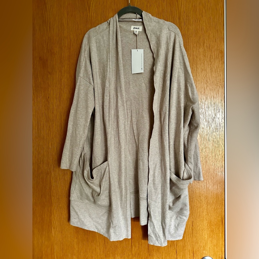 Pact Women's Light Brown Cardigan Sweater